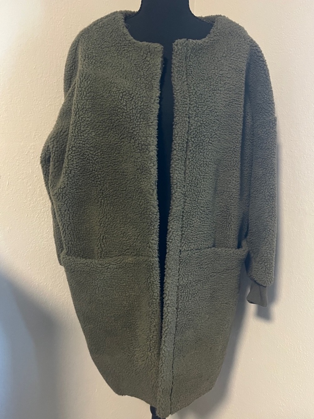 Madewell Bonded Sherpa Cozy Cocoon Olive Green Coat-Small